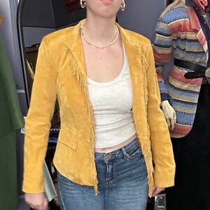 Pamela McCoy Suede Fringe Jacket Women's XS Chestnut Brown Western Boho Chic NWT